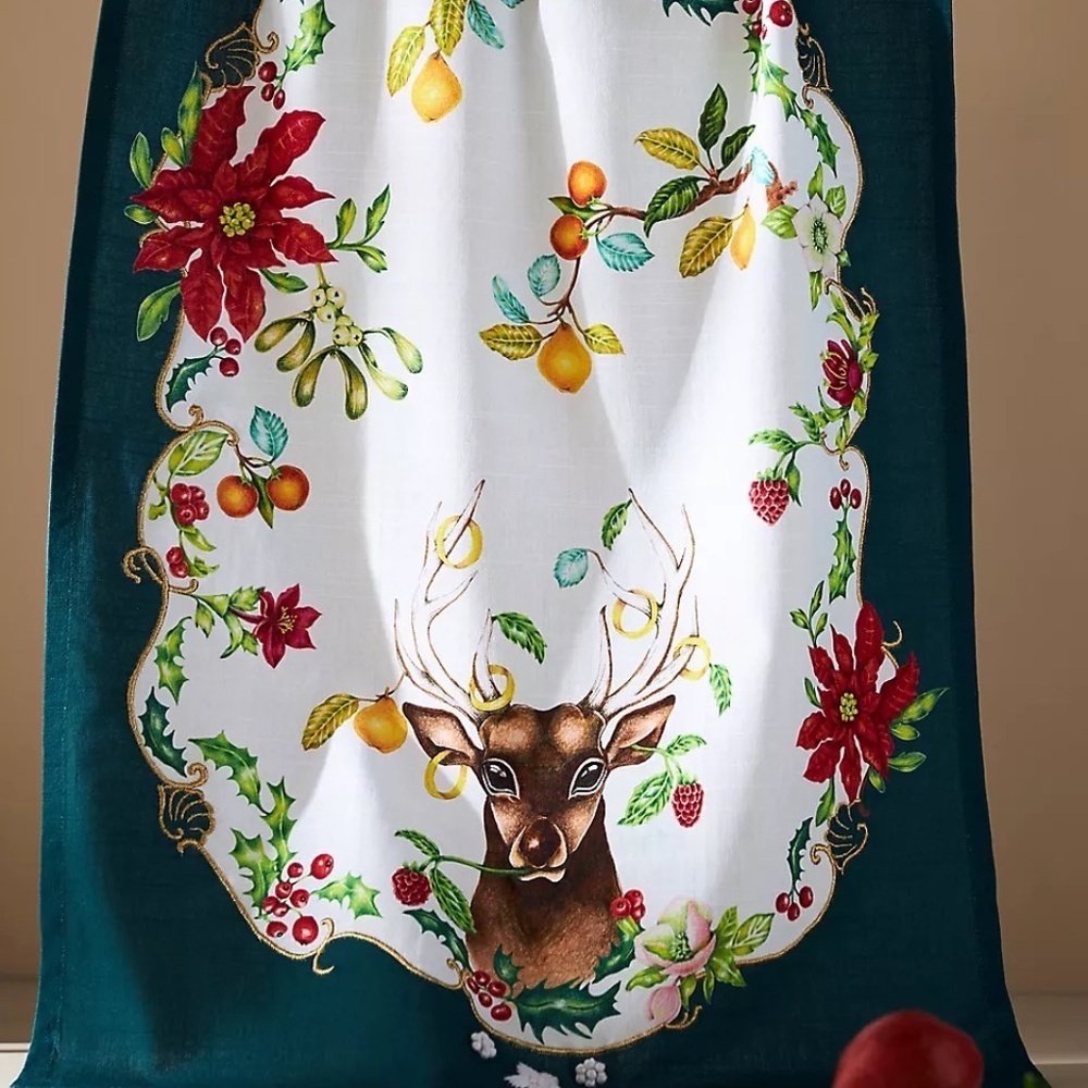 NWT Anthropologie Lou Rota 12 Days Of Christmas Kitchen Towel - Picture 1 of 2